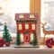 Christmas Village Set, Wooden Snow House with Christma Tree House, LED Lights Glowing Collectible Building for Kids, Adults, Indoor Desktop, Architectural Decorations